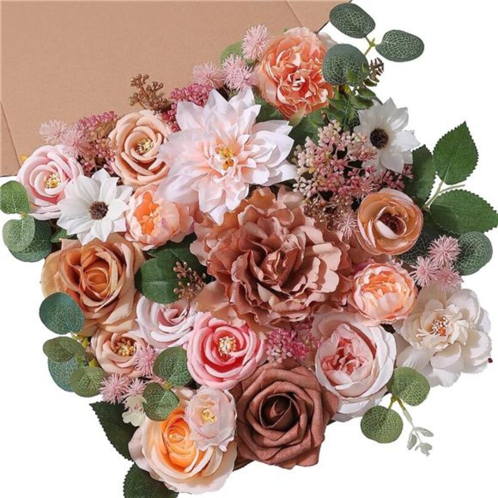Artificial Flowers Combo Box Set Faux Flowers Bulk Flower Leaf with Stems DIY